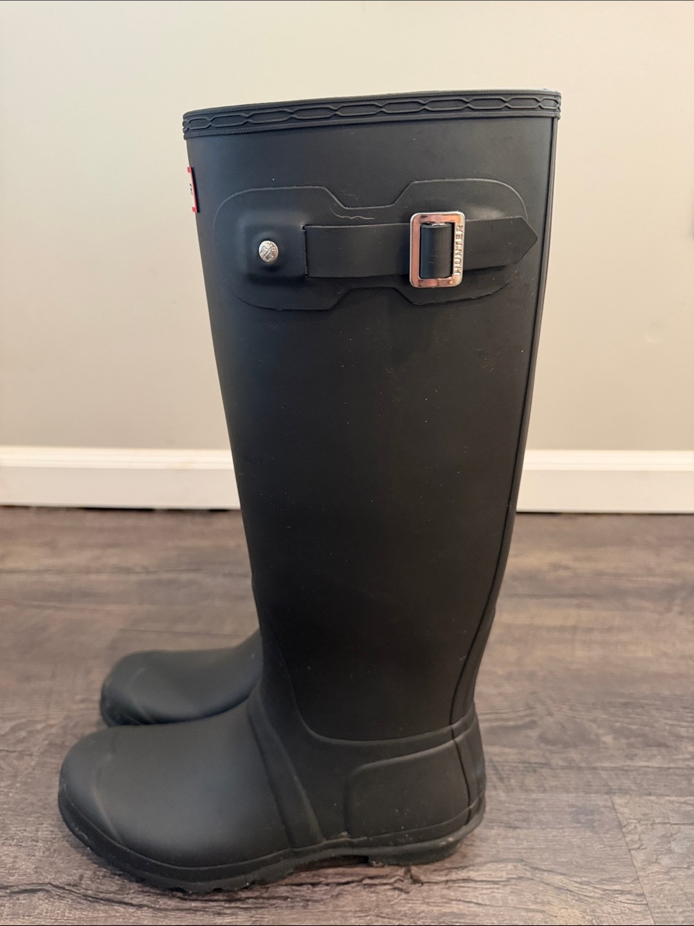 Hunter Women's 10 Matte Black Original Wellington Tall Waterproof Rain Boots - Picture 6 of 10